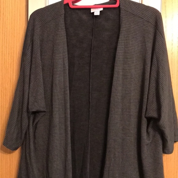 Grey & black stripe LuLaRoe open front cardigan S - Picture 2 of 7